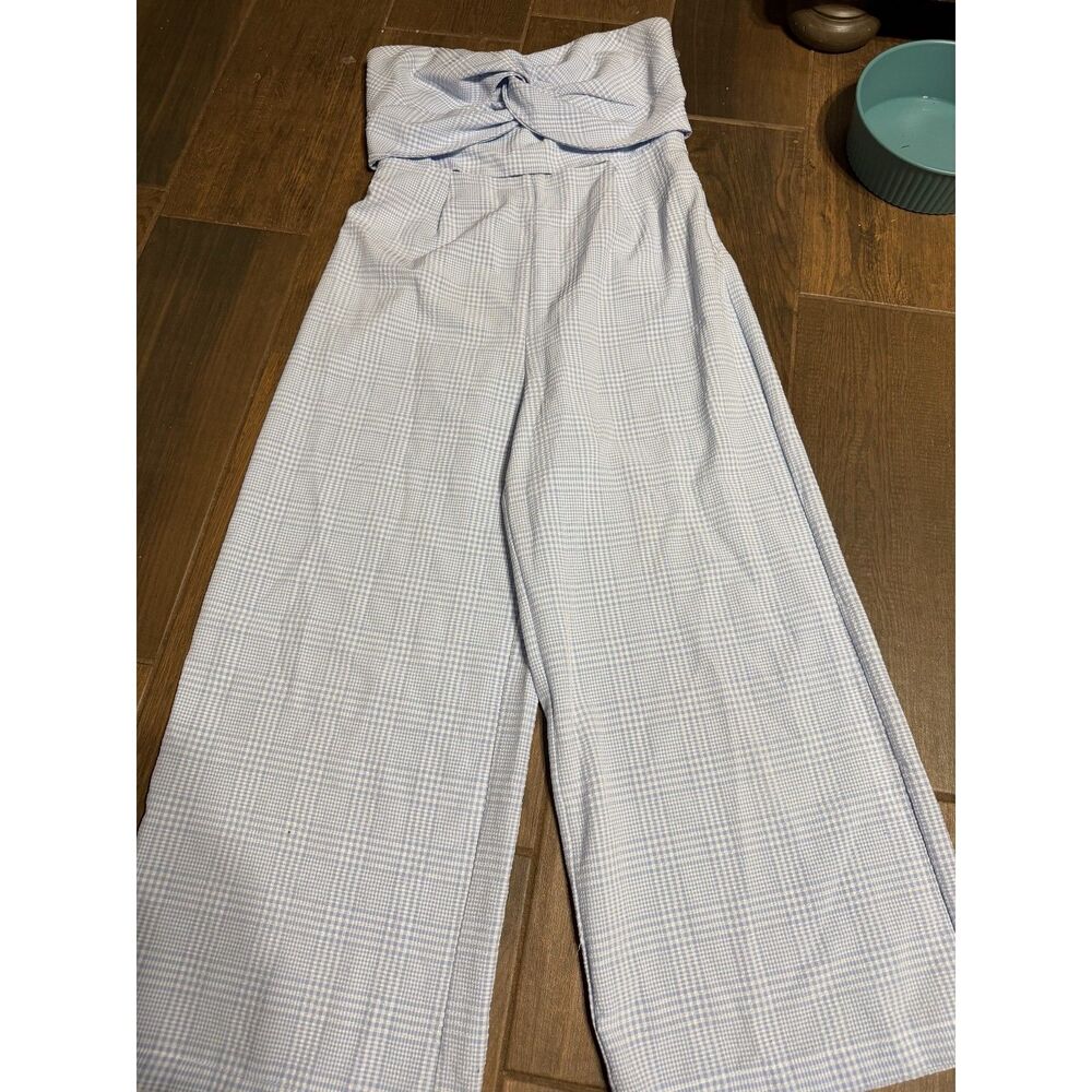 Blue & White Gingham Jumpsuit